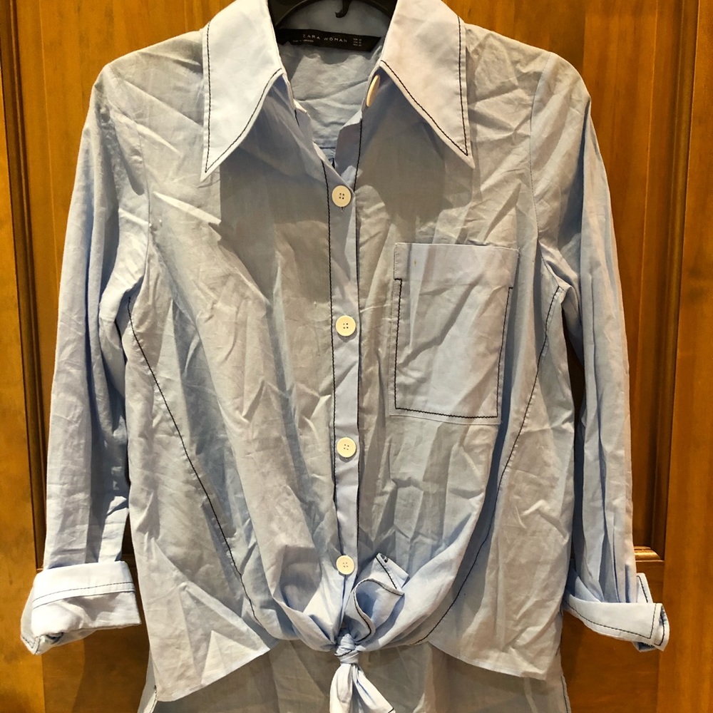 Zara light blue top